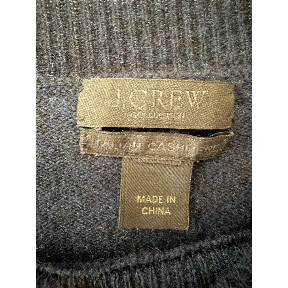 J Crew Womens XL 100% Italian Cashmere Sweater Navy Blue Boat Neck Old Money